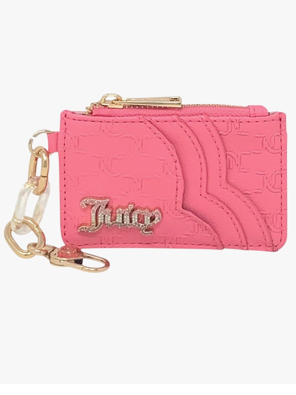 Juicy Couture Women's Elongated Card Case w/Clip (Bling Bling Pink Lemonade) NWT